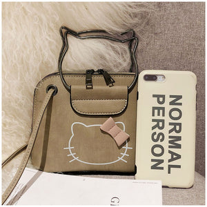 Cute Sling Bag Printed Cat With Ribbon Design [SKU-AA008]