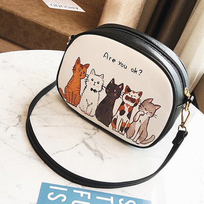 Cute Sling Bag Printed Cat Design